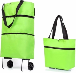 Ag392 faltbare Einkaufstasche auf Rollen grün