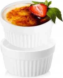 Keramische Auflaufförmchen weiß 9,5 cm, 170 ml – Set mit 2 Stück