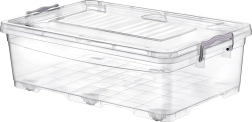 Boîte de rangement avec couvercle et roulettes 30 l transparente