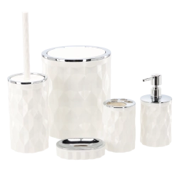 Round five-piece bathroom accessory set – white