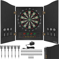 Cible électronique de fléchettes Trizand avec écrans LED, 27 jeux et armoire