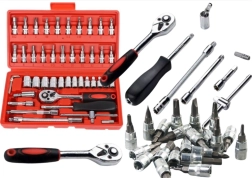 Satz von Steckschlüsseln 1/4" - 46 Teile im Koffer