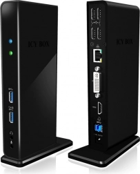 ICY BOX desktop-dockingsstation met USB, HDMI, LAN, DVI‑I en microfooningang
