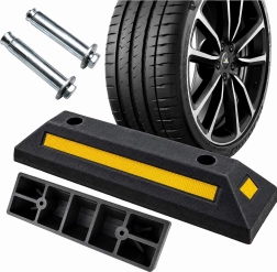 Rubberen parkeerstop 54 cm met reflecterende strepen