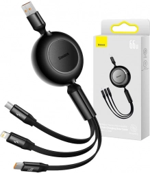 Baseus Bright Mirror 3 USB‑Kabel 3-in-1 für micro USB, USB‑C und Lightning 66 W 1,1 m – schwarz