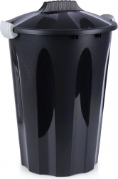 Poubelle en plastique avec couvercle 50 l, noire