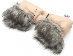 Handwärmer für Kinderwagen 2-in-1 mit Fellbesatz Latte New Baby