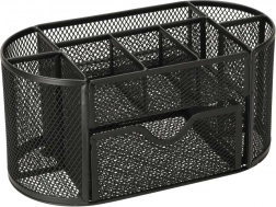 Schwarzer Metall-Schreibtisch-Organizer mit 9 Fächern und Schublade