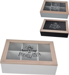 Holz-Teebox 24 × 17 × 7 cm (3 Varianten)