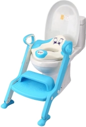 Blauer WC-Sitz mit Stufe