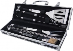 Stahl-Grillbesteck-Set im Koffer, 9-teilig