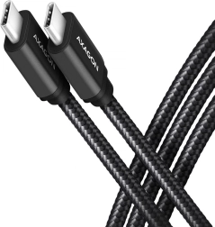 AXAGON USB‑C – USB‑C cable 3.2 Gen 1, 2 m, PD 60 W, 3 A, aluminum, braided, black