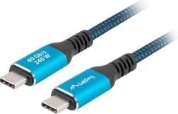 USB-C-kabel Lanberg USB4 1,5 m 240 W zwart-blauw