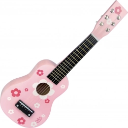 Rosa Holzgitarre mit Blumen