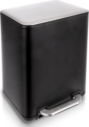 Stainless steel pedal bin, black, 6 l