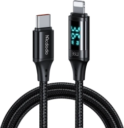 Mcdodo USB‑C to Lightning Cable 36 W with LED Display 1.2 m Black