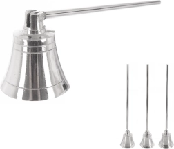 Silver metal candle snuffer 24 cm