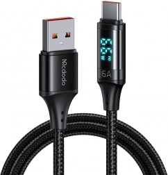USB auf USB-C-Kabel mit Display, Mcdodo, 66W, 6A, 1,2 m schwarz