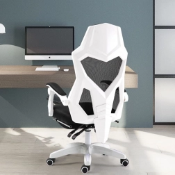Ergonomic Swivel Office Chair with Headrest and Footrest - White