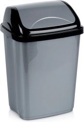 Kunststof afvalbak 10 l, grijs met kanteldeksel