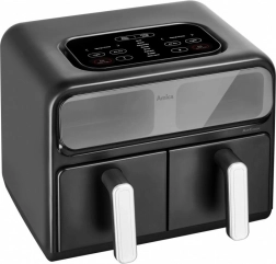 Oil-free dual-zone air fryer with window and touch controls