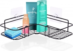 Eckige selbstklebende Metall-Duschablage 26,5 × 26,5 × 6,5 cm – Schwarz