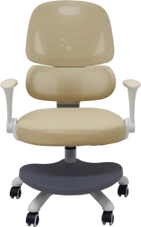 Chaise de bureau enfant ergonomique et pivotante pour bureau avec repose-pieds, beige