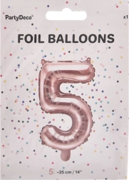 Folieballon nummer 5 parelroze 35 cm