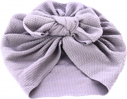 Children's turban with bow, girls' hat - gray