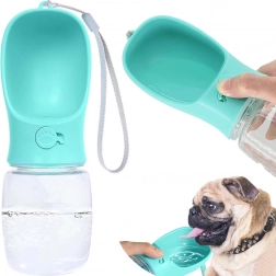 Reisewasserflasche für Hunde mit Napf, 380 ml