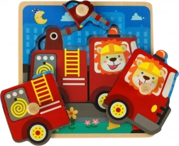 Wooden Fire Truck Puzzle for Kids
