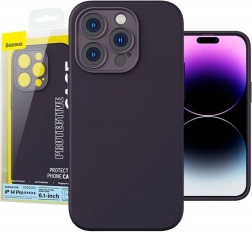 Baseus siliconen hoesje voor iPhone 14 Pro inclusief gehard glas en reinigingsset