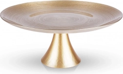 Gläserne goldene Tortenplatte auf Fuß 28 cm