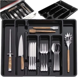 Plastic expandable kitchen drawer organizer for cutlery