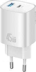 USAMS T66 45W GaN Dual‑Netzladegerät USB‑C + USB‑A (EU)