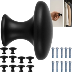 Furniture handles (knobs) RUHHY matte black 30 mm – set of 10 pcs