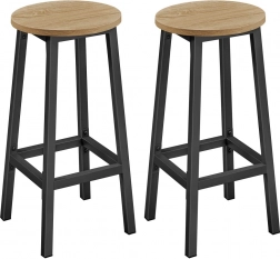 Runde Barhocker Set 2 Stk – 65 cm Küchenhochstühle mit Fußstütze