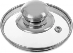 Glazen deksel 10 cm met roestvrijstalen rand en handgreep