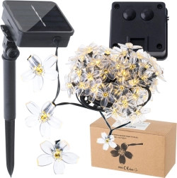 Solar-Gartenlichter in Blumenform 7m 50 LED warmweiß