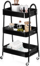 Metal rolling shelf, 3 tiers, black 44 × 31.5 × 78.5 cm