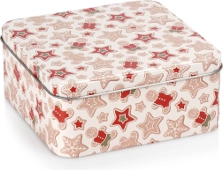 Boîte à biscuits de Noël en métal 15 × 15 × 6,5 cm
