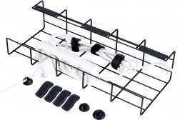 Under-desk metal cable organizer, black