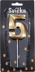 Gold Number 5 Party Candle