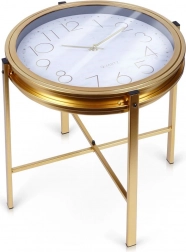 Table basse en métal doré avec horloge intégrée 42 × 40 cm