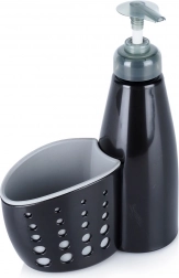 Spender für Spülmittel mit Schwammfach, schwarz, 370 ml