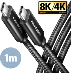 Kabel USB-C - USB-C, USB4 Gen 3x2 1m, PD 100W, 8K HD, ALU, geflochten schwarz