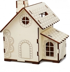 Kúzlo dreva Holz-Spardose Häuschen mit LED-Kerze
