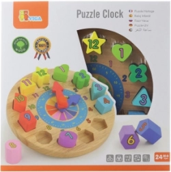 Wooden shape-sorting clock for kids