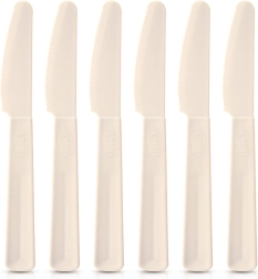 Plastic tafelmesjes crème SANDY, 6 stuks