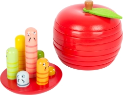 Apple stacking puzzle with little worms